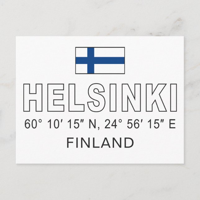Carte Postale Coordonnées d'Helsinki (Devant)