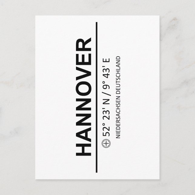 Carte Postale Coordonnées Hanovre (Devant)