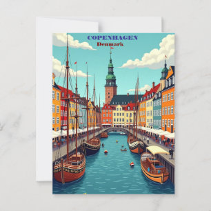 Carte Postale Copenhagen Danemark Art Vintage voyage Imprimer - 