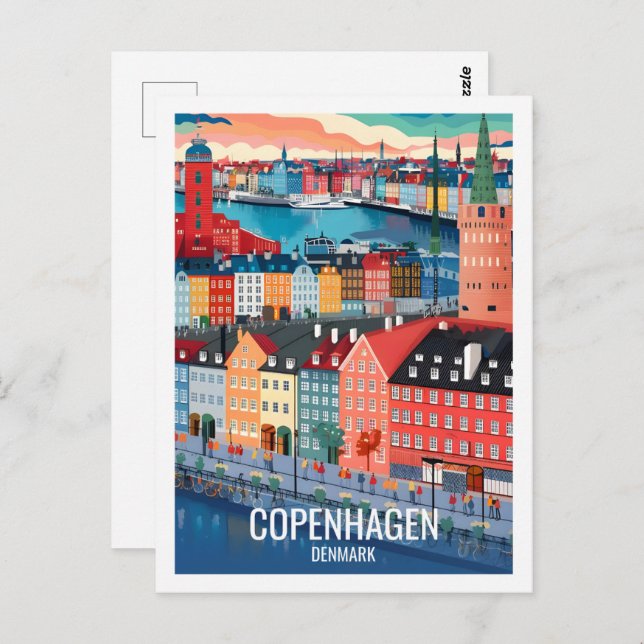Carte Postale Copenhague Danemark célèbre Travel Place (Devant / Derrière)