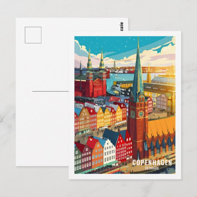 Carte Postale Copenhague Danemark célèbre Travel Place (Devant / Derrière)