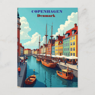 Carte Postale Copenhague Danemark Impression d'art vintage de vo