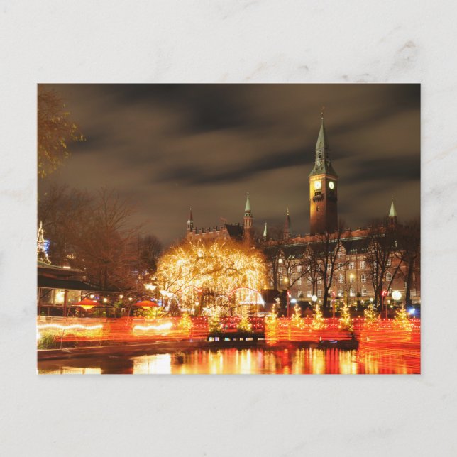 Carte Postale Copenhague, Danemark la nuit (Devant)