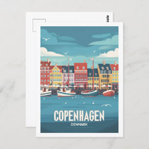 Carte Postale Copenhague Danemark Lieu de voyage Vintage célèbre