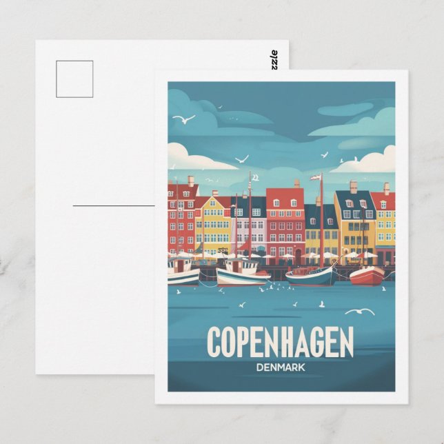Carte Postale Copenhague Danemark Lieu de voyage Vintage célèbre (Devant / Derrière)