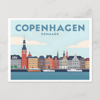 Carte Postale Copenhague Danemark Nyhavn Waterfront Pastel Trave