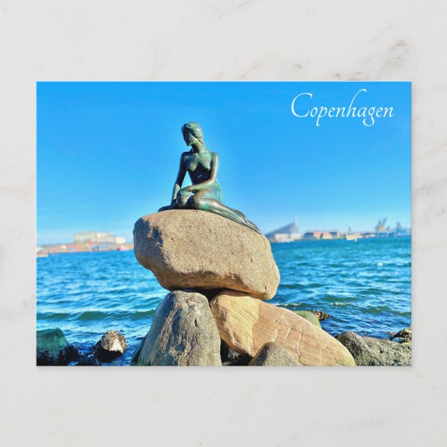Carte Postale Copenhague Danemark Petite Sirène Voyage Statue (Devant)