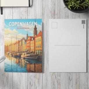 Carte Postale Copenhague Danemark Travel Art Vintage