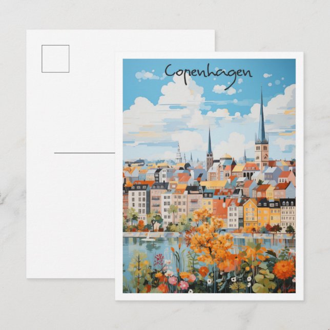 Carte Postale Copenhague Danemark Voyage Esthétique (Devant / Derrière)