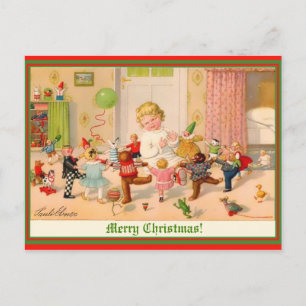 Carte Postale Copie d'art Vintage autrichien Noël Enfant & Jouet