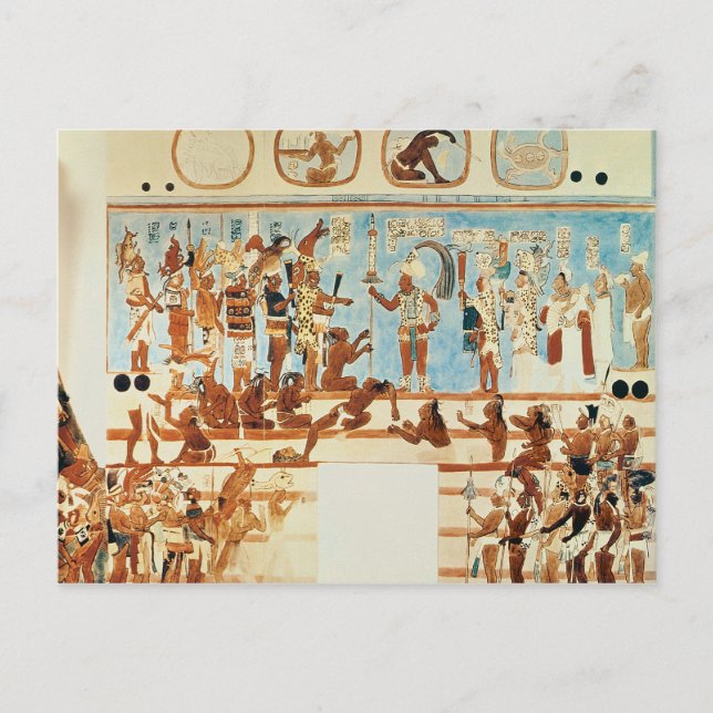 Carte Postale Copie d'une peinture de mur de Bonampak (Devant)