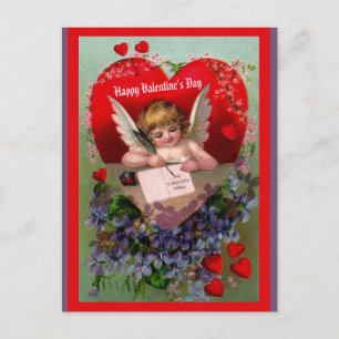 Carte Postale Copie Valentine vintage Angel, Coeurs, Fleurs