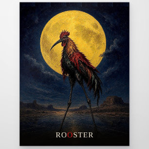 Carte Postale Coq Courte Cape gothique Surréaliste