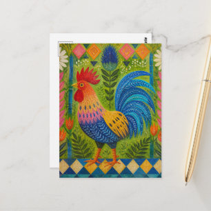Carte Postale Coq d'art populaire coloré