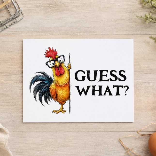 Carte Postale Coq Drôle Devinez Quel Jeu de Mots (Créateur téléchargé)