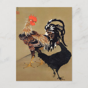 Carte Postale Coq et Poule par Ito Jakuchu