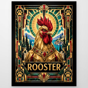 Carte Postale Coq, faune Art Déco