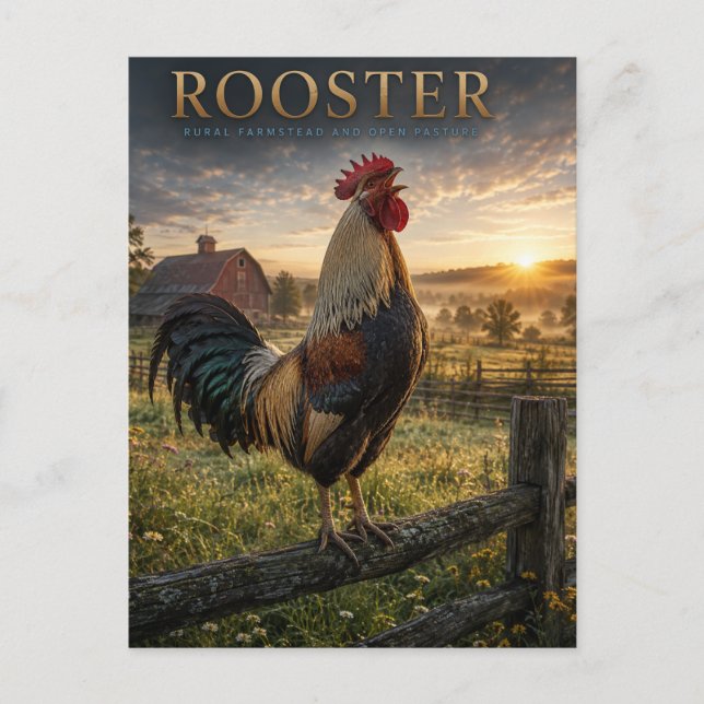 Carte Postale Coq Ferme Rurale ANIMALS (Devant)