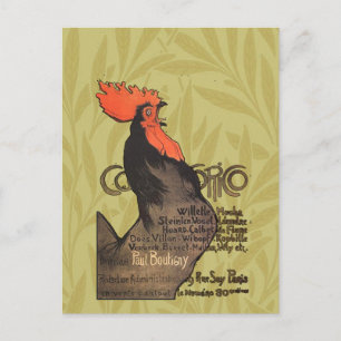 Carte Postale Coq français vintage Art Nouveau Steinlen