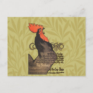 Carte Postale Coq français vintage Art Nouveau Steinlen