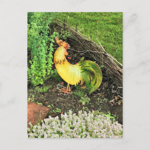 Carte Postale Coq jaune et vert