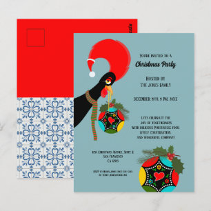 Carte Postale Coq Portugais Noël Boule de Fête
