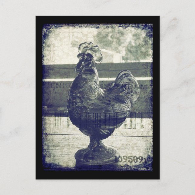 Carte Postale Coq vintage de verre (Devant)