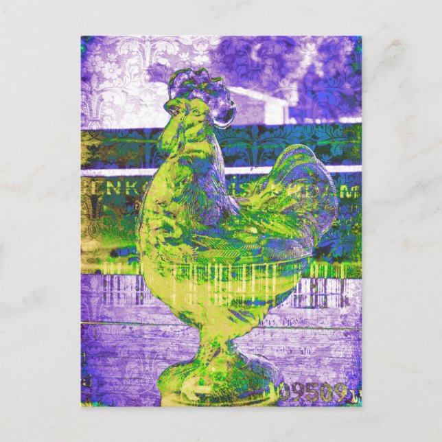 Carte Postale Coq vintage de verre 2 (Devant)