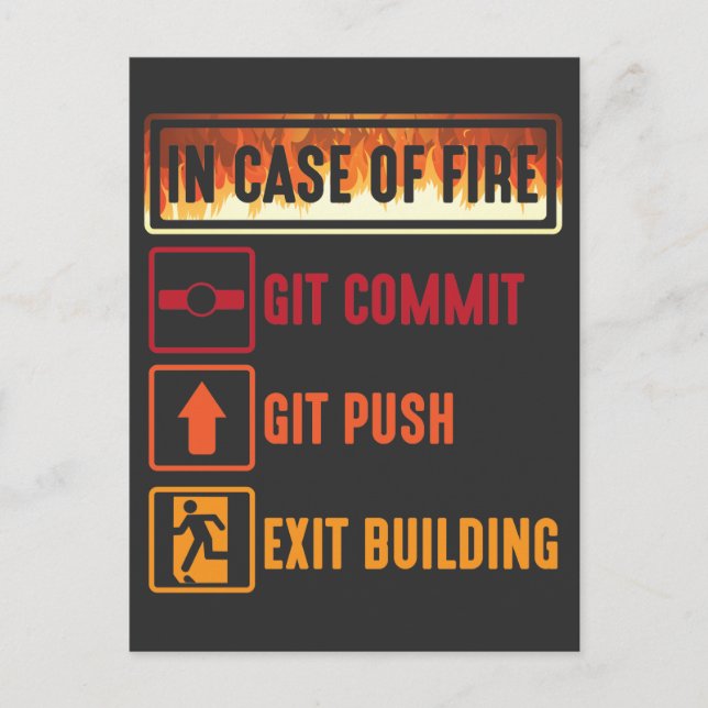 Carte Postale Coque Of Fire git commit git push programmeur de c (Devant)