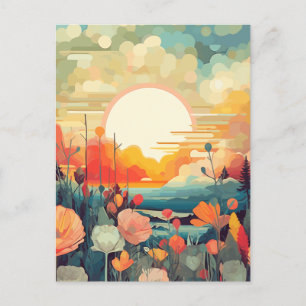 Carte Postale Coquelicots et queues de renard Champ de fleurs ab