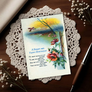 Carte Postale Coquelicots lumineux d'anniversaire Vintage 1920  