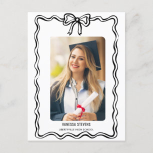 Carte Postale Coquette Black Bow Photo Faire-part de graduation