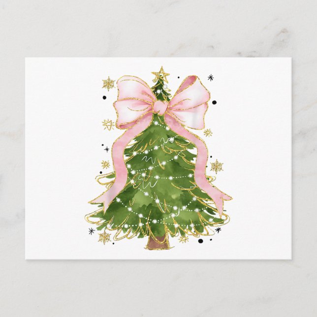 Carte Postale Coquette Bow Christmas Tree Vacances Fille tenue W (Devant)