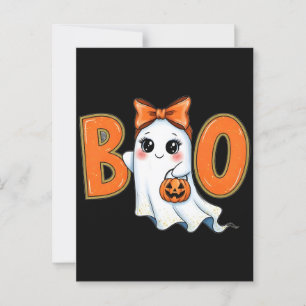 Carte Postale Coquette Halloween Girly Boo Ghost Esthétique 2025