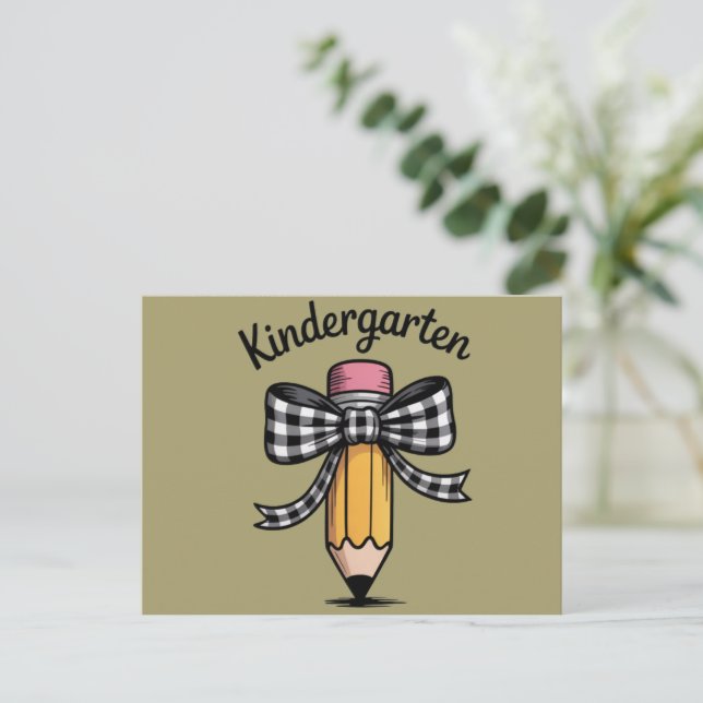 Carte Postale Coquette Pencil Bow Kindergarten Teacher School (Debout devant)