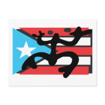 Coqui taíno sobre bandera de Porto Rico