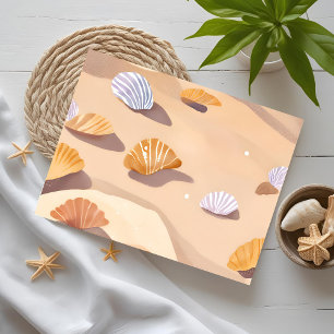 Carte Postale Coquillages dans le sable   Aquarelle de plage