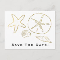 Coquillages de plage de style feuille d'or Save th