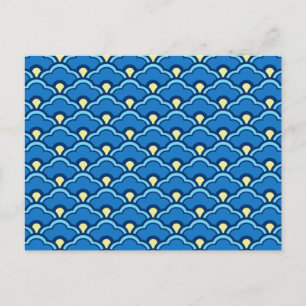 Carte Postale Coquilles chinoises Deco, bleu océan et indigo