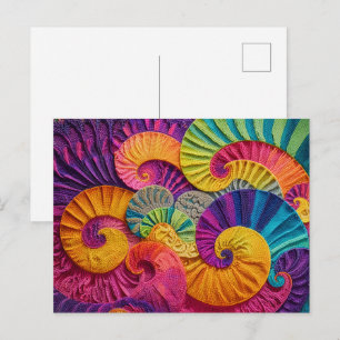 Carte Postale Coquilles chromatiques : Mosaïque spirale vibrante
