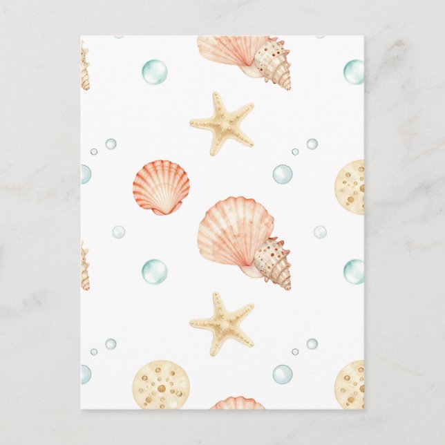 Carte Postale Coquilles d'aquarelle Perles Motif côtier (Devant)