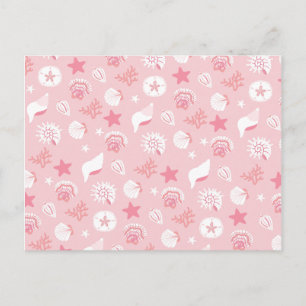 Carte Postale Coquilles de mer et corail rose pastel en motif co