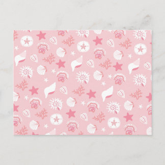 Carte Postale Coquilles de mer et corail rose pastel en motif co