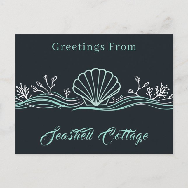 Carte Postale Coquilles sur fond vert foncé (Devant)
