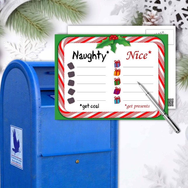 Carte postale coquine ou Nice (Naughty and Nice Postcard.
The Naughty get coal. Nice ones get presents. )