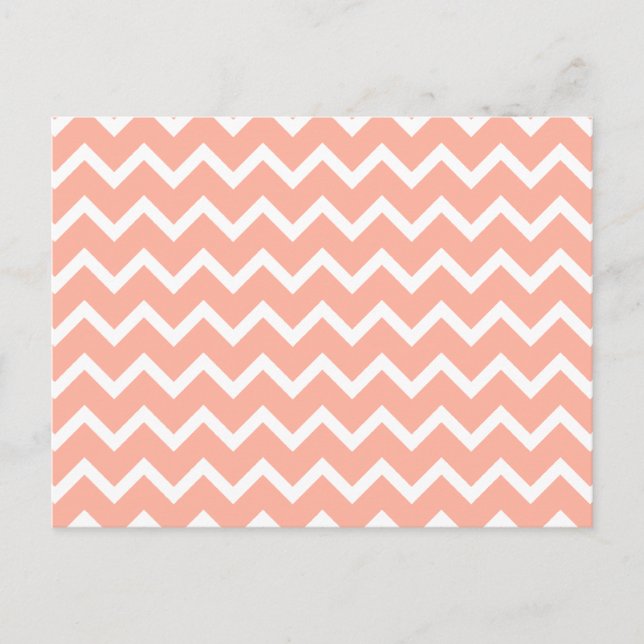 Carte Postale Corail et White Zig Zag Motif. (Devant)