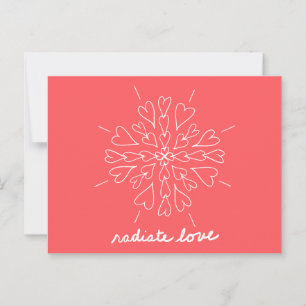 Carte Postale Corail Pêche Radiate Amour Coeur Mandala