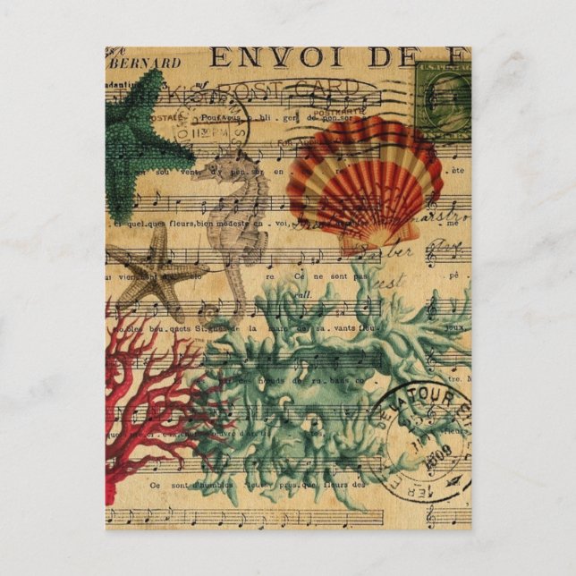 Carte Postale corail tropical romantique (Devant)