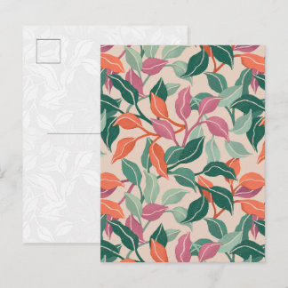 Carte Postale Corail vert feuille tropicale botanique chic frais