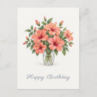 Coral Hibiscus Joyeux Anniversaire